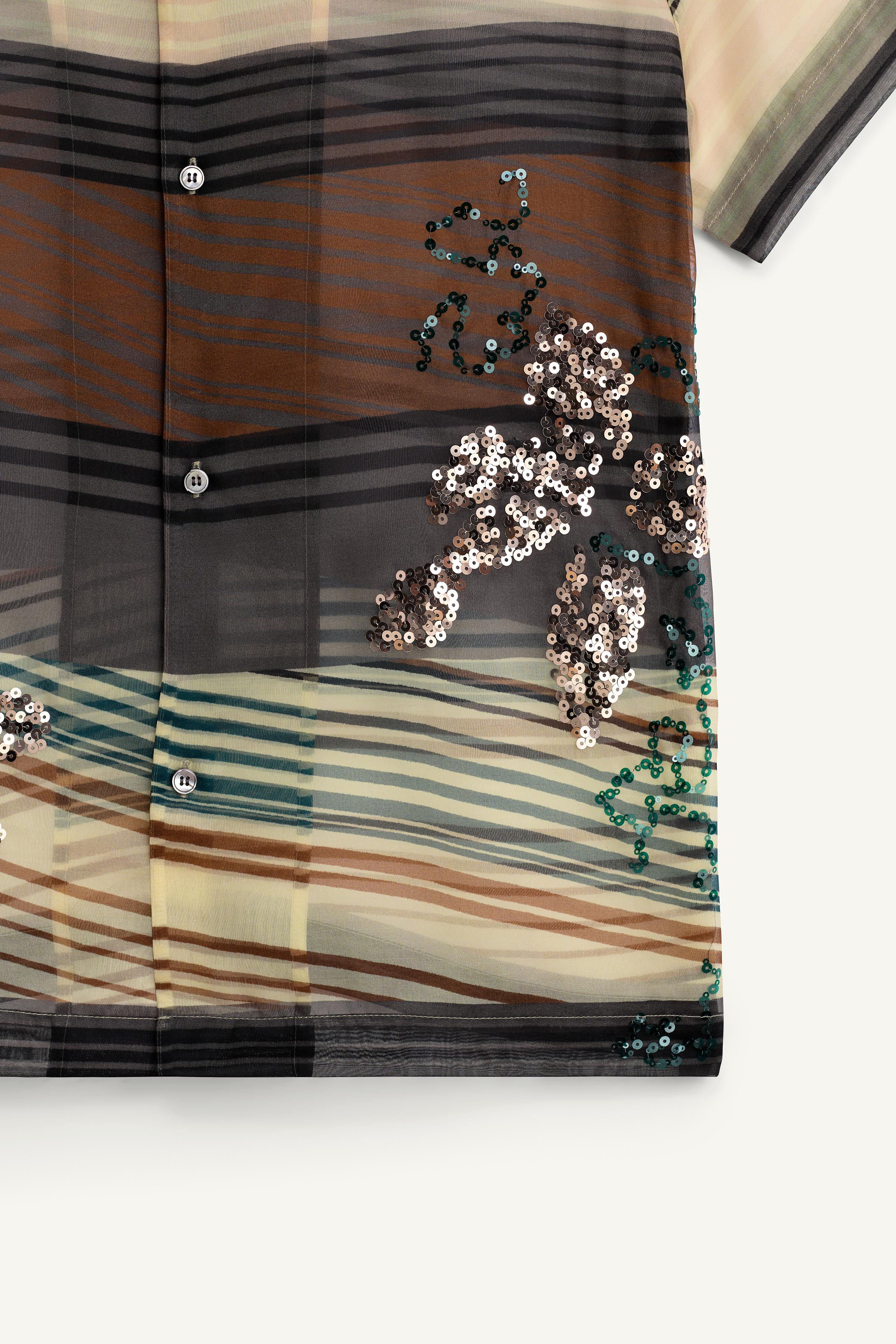 CHEMISE EN ORGANZA 100% SOIE PAILLETTES
